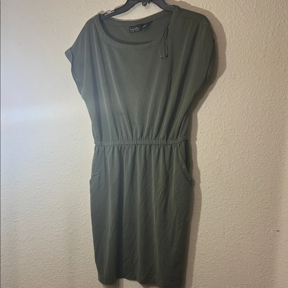 h&m green short dress Women's Dark green Twist-Detail Dress